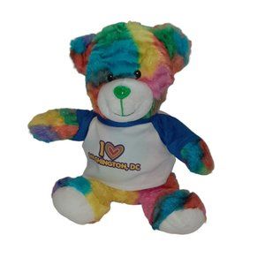 Totally Teddies Rainbow Swirl Teddy Bear Neon Sparkle Nose Stuffed Plush Toy 9"